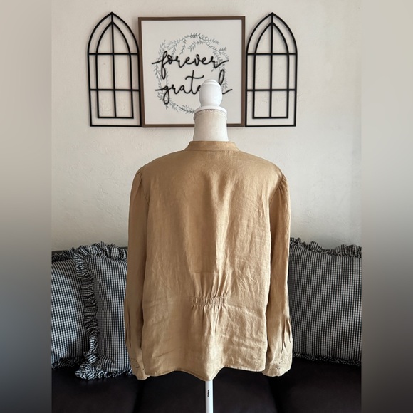 Lauren Ralph Lauren 100% Linen Tunic Blouse Size 1X Eyelet Details Coastal Beach - Picture 11 of 15